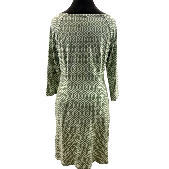 J McLaughlin Green White Lattice Print Catalina Cloth Dress Medium - Picture 3 of 12
